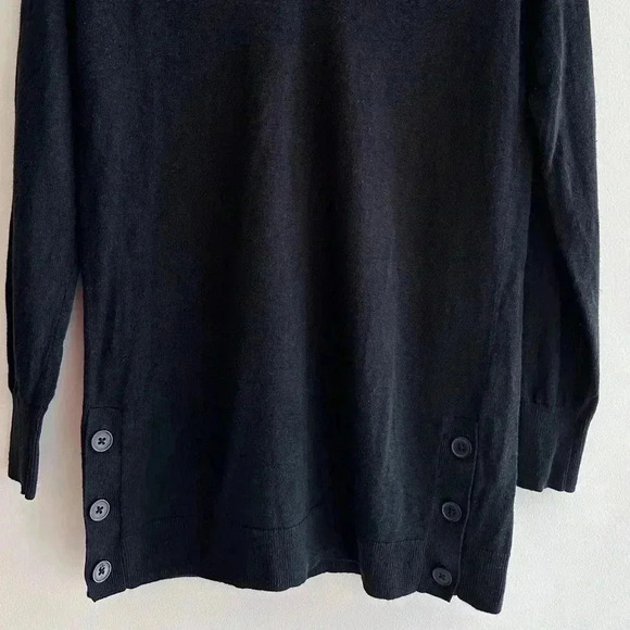 J. Crew Black V-Neck Sweater with Button Sleeves, Size XS - Picture 4 of 16